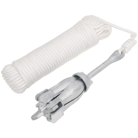 Ancla plegable con cuerda hierro maleable plateado 3,2 kg vidaXL