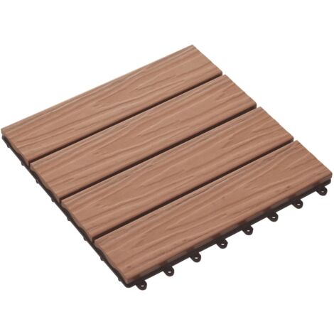 Baldosas porche relieve profundo WPC 1 m² marrón claro 11 uds vidaXL