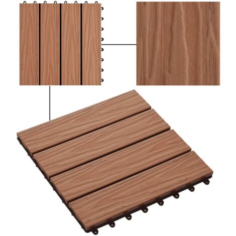 Baldosas porche relieve profundo WPC 1 m² marrón claro 11 uds vidaXL