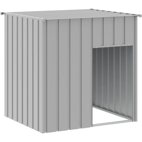 Caseta para perro con techo, gris claro, 110 x 103 x 109 cm, acero galvanizado vidaXL