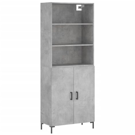 Aparador alto madera contrachapada gris hormigón 69,5x34x180 cm vidaXL