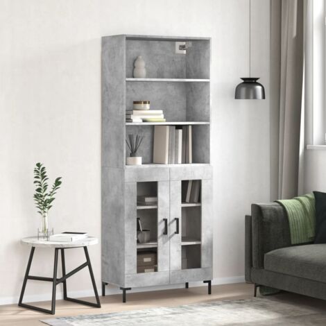 Aparador alto madera contrachapada gris hormigón 69,5x34x180 cm vidaXL