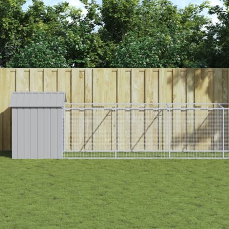 Caseta perros tejado acero galvanizado gris claro 117x609x123cm vidaXL
