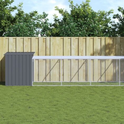 Gallinero con corral acero galvanizado gris 110x813x110 cm vidaXL