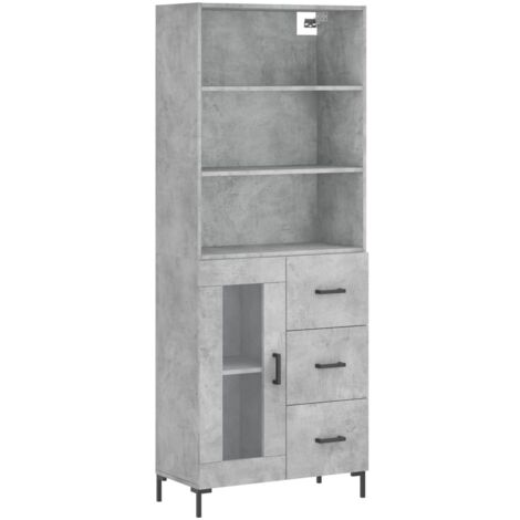 Aparador alto madera contrachapada gris hormigón 69,5x34x180 cm vidaXL
