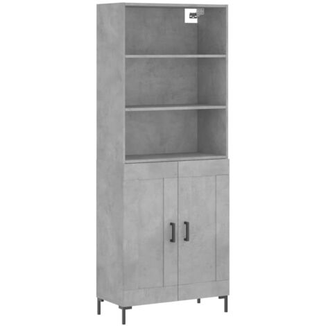 Aparador alto madera contrachapada gris hormigón 69,5x34x180 cm vidaXL