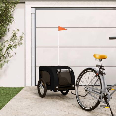 Remolque de bicicleta mascotas hierro tela Oxford negro vidaXL