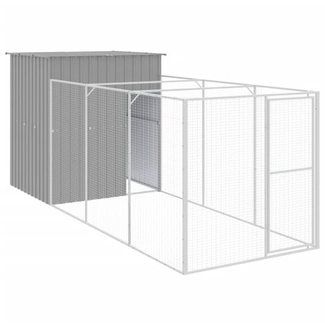 Caseta perros corral acero galvanizado gris claro 165x455x181cm vidaXL