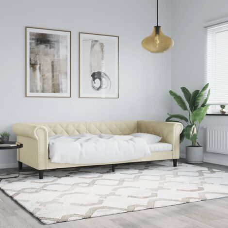 Sofá cama sin colchón cuero sintético crema 80x200 cm vidaXL