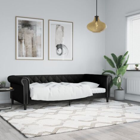 Sofá cama sin colchón cuero sintético negro 90x200 cm vidaXL