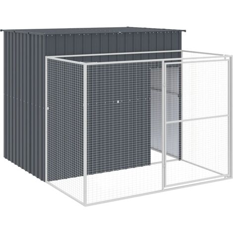 Caseta perros con corral acero galvanizado gris 214x253x181 cm vidaXL