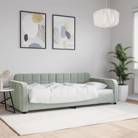 Sofá cama sin colchón terciopelo gris claro 90x200 cm vidaXL