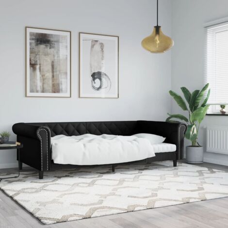 Sofá cama sin colchón cuero sintético negro 100x200 cm vidaXL