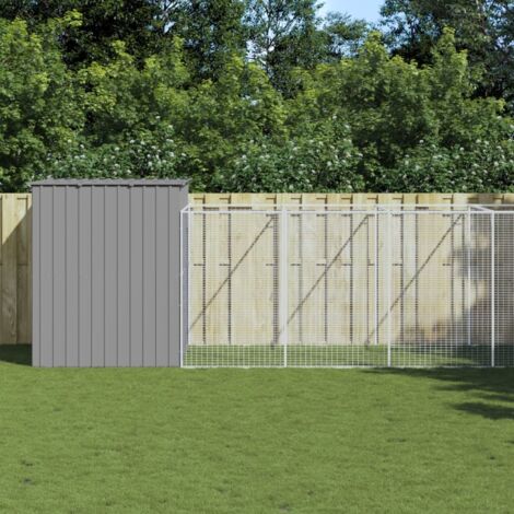 Caseta perro corral acero galvanizado gris claro 214x1273x181cm vidaXL