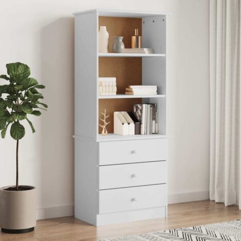 Librería con cajones ALTA madera de pino blanco 60x35x142 cm vidaXL