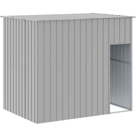Caseta perros tejado acero galvanizado gris claro 214x153x181cm vidaXL