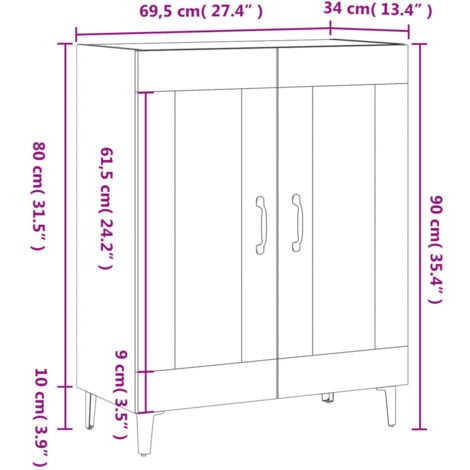 Aparador de madera de ingeniería negro 69,5x34x90 cm vidaXL