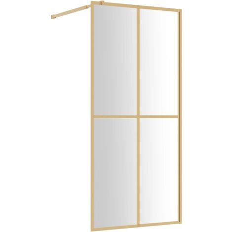 Mampara puerta de ducha vidrio transparente ESG dorado 90x195cm vidaXL