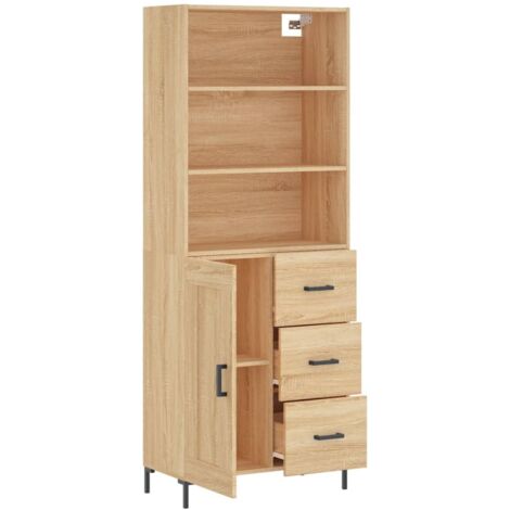 Aparador alto madera contrachapada color roble 69,5x34x180 cm vidaXL