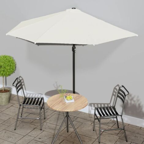 Sombrilla de balcón semicircular palo aluminio arena 300x155cm vidaXL