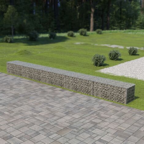 Muro de gaviones con cubiertas acero galvanizado 600x50x50 cm vidaXL