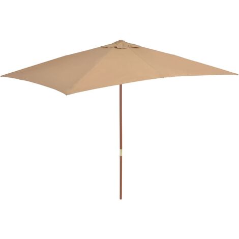Sombrilla de jardín con palo de madera gris taupe 200x300 cm vidaXL