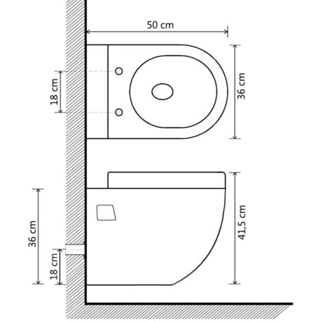 Inodoro de pared de cerámica negro vidaXL
