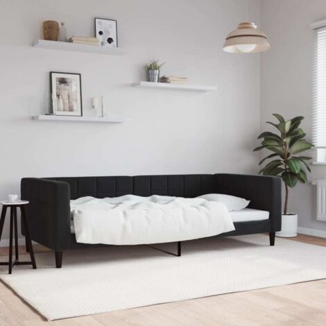 Sofá cama sin colchón terciopelo negro 90x190 cm vidaXL