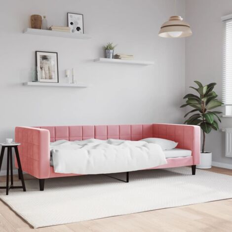 Sofá cama sin colchón terciopelo rosa 90x200 cm vidaXL