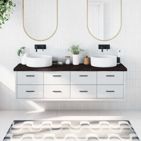 Encimera de baño madera tratada marrón oscuro 180x50x(2-6) cm vidaXL
