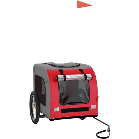 Remolque de bicicleta mascotas hierro tela Oxford rojo gris vidaXL