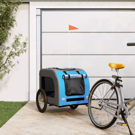 Remolque de bicicleta mascotas hierro tela Oxford azul gris vidaXL