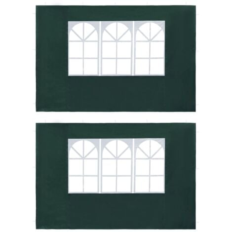 vidaXL Paredes laterales de carpa de fiesta con ventana PE verde 2 uds - Verde