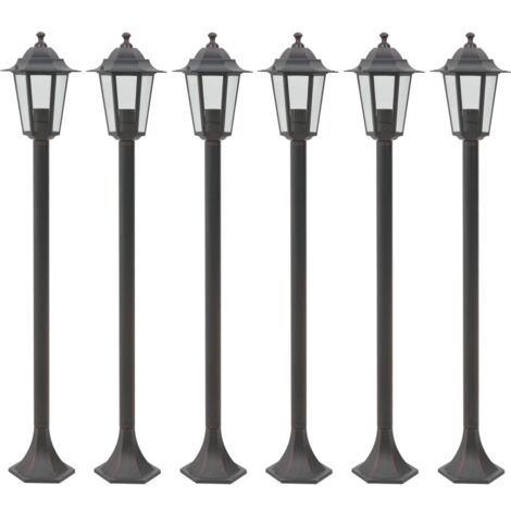 Farolas de jardín aluminio bronce E27 110 cm 6 unidades vidaXL