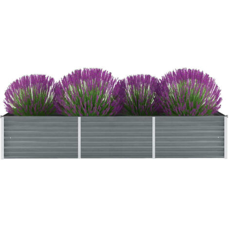 Arriate de jardín de acero galvanizado gris 240x80x45 cm vidaXL