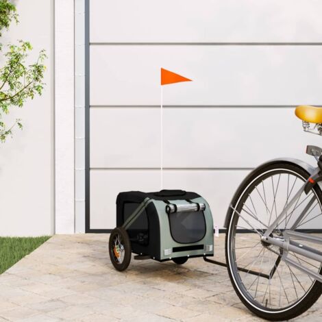 Remolque de bicicleta mascotas hierro tela Oxford gris negro vidaXL