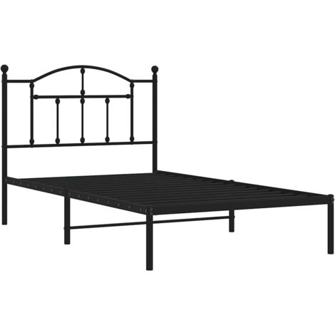 Estructura cama sin colchón con cabecero metal negro 100x190 cm vidaXL (1/5)