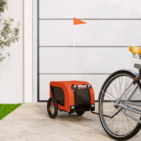 Remolque de bicicleta mascotas hierro tela Oxford naranja negro vidaXL