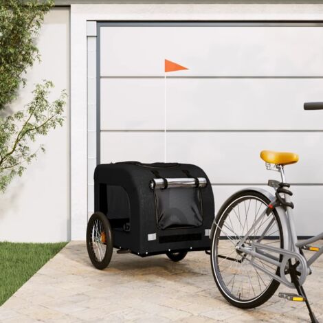 Remolque de bicicleta mascotas hierro tela Oxford negro vidaXL