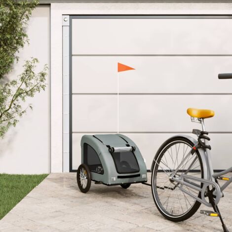Remolque de bicicleta mascotas hierro tela Oxford gris vidaXL