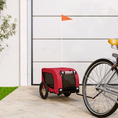 Remolque de bicicleta mascotas hierro tela Oxford rojo negro vidaXL
