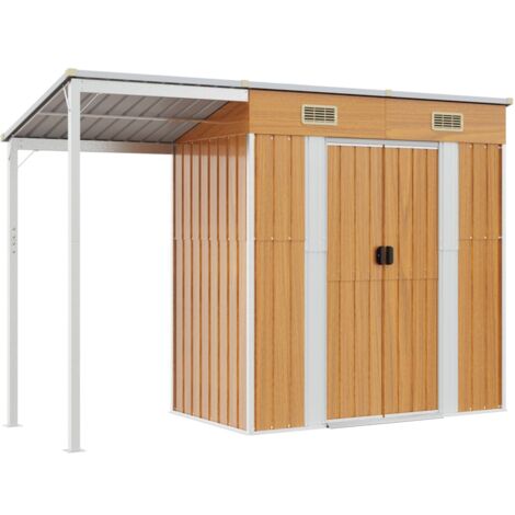 Cobertizo con tejado largo acero marrón claro 277x107x181 cm vidaXL