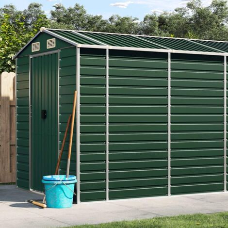 Cobertizo de jardín acero galvanizado verde 191x470x198 cm vidaXL