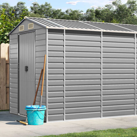 Caseta de jardín gris claro 191x470x198 cm acero galvanizado vidaXL