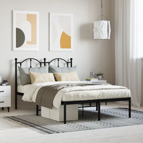 Estructura cama sin colchón con cabecero metal negro 120x200 cm vidaXL (1/5)