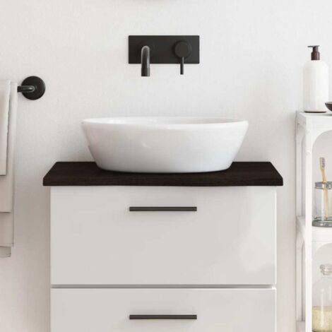 Encimera baño madera maciza tratada marrón oscuro 60x50x2 cm vidaXL