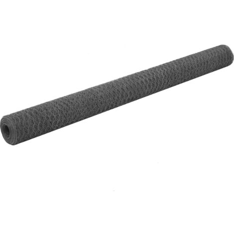 Alambrada de gallinero acero revestimiento PVC gris 25x1,5 m vidaXL