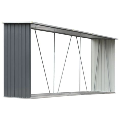 Casetilla para leña acero galvanizado gris 330x84x152 cm vidaXL