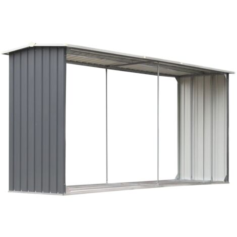 Casetilla para leña acero galvanizado gris 330x92x153 cm vidaXL