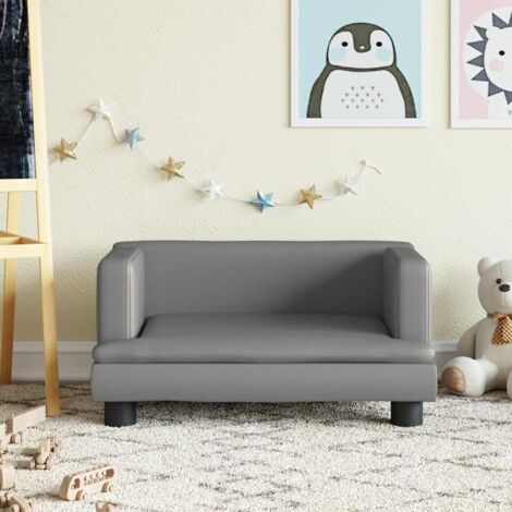 Sofá para niños de cuero sintético gris 60x40x30 cm vidaXL